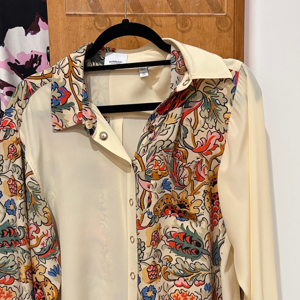 Burberry Cream and Multicolor Blouse